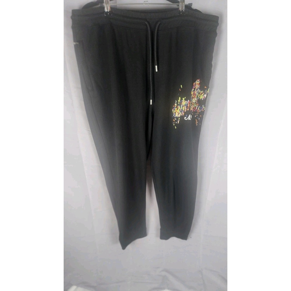 Authenic AKOO Men's Black Jogger Pants Drawstring Waist Logo Accent 4XL